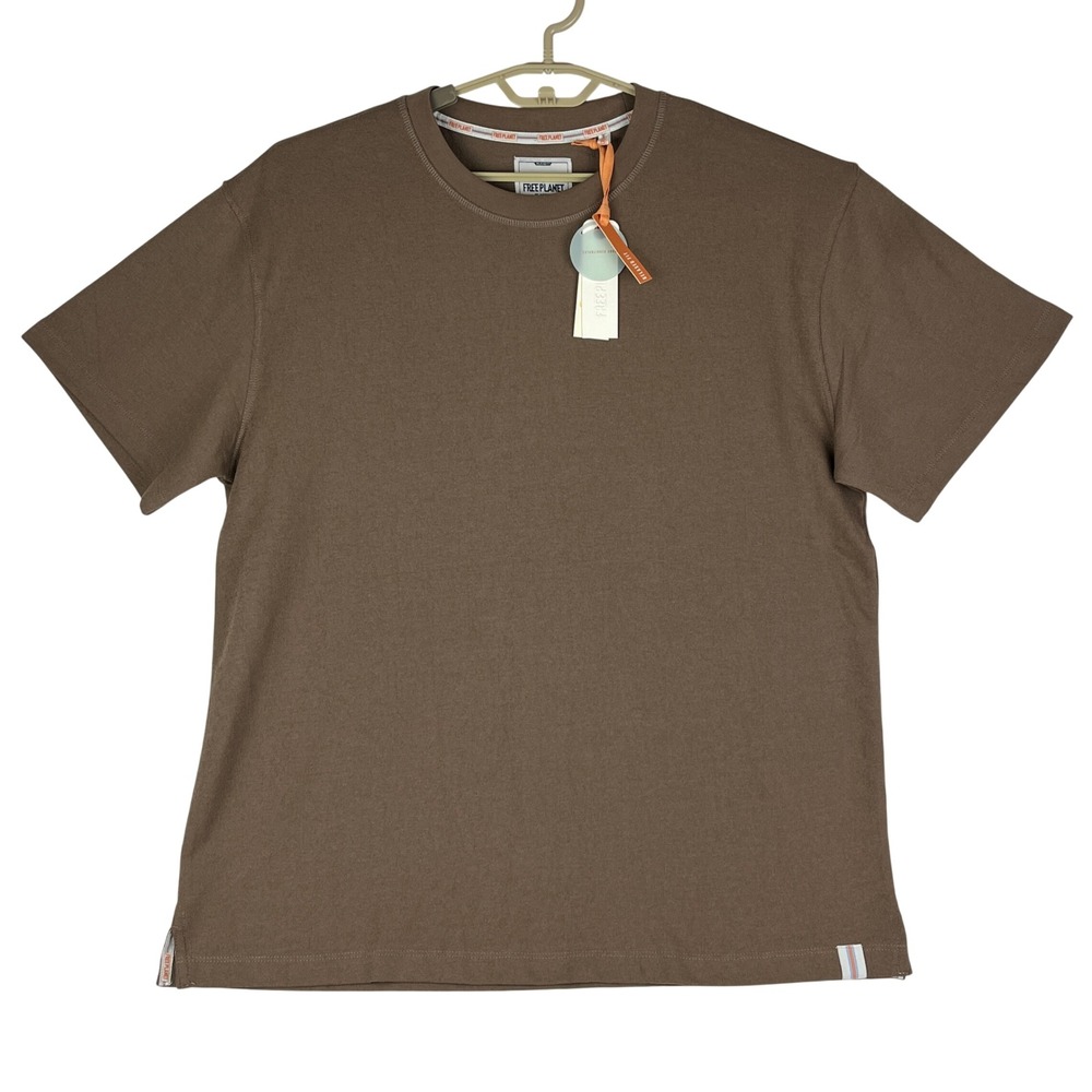 Free Planet T-Shirt Mens XL Cocoa Brown Relaxed Fit Short Sleeve Crew Neck NWT
